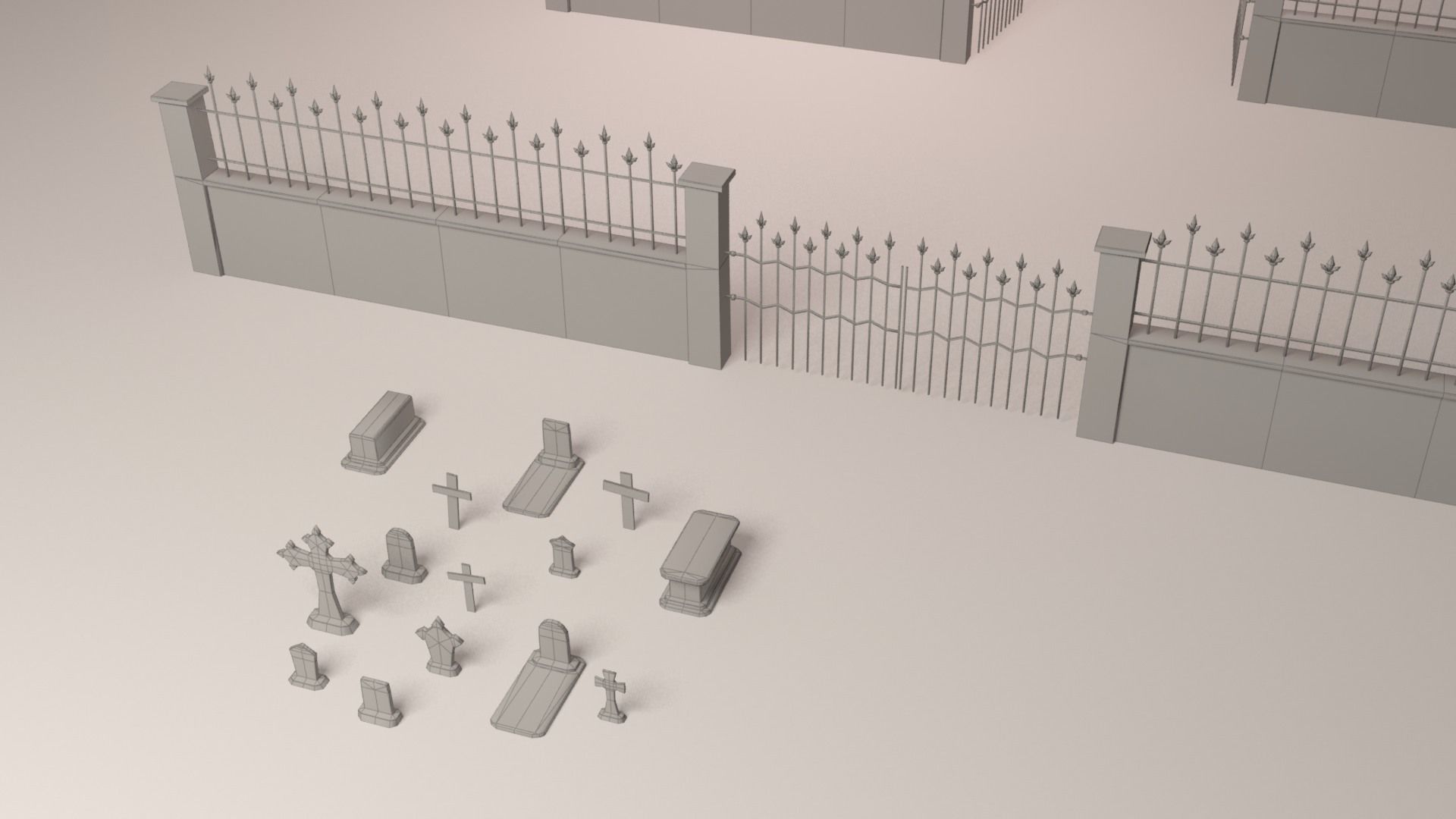 Cemetery pack - graveyard tomb and graves collection Low-poly 3D model_10