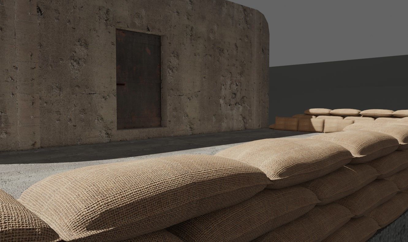 Bunker and Sand Bags - World War 3D model_5