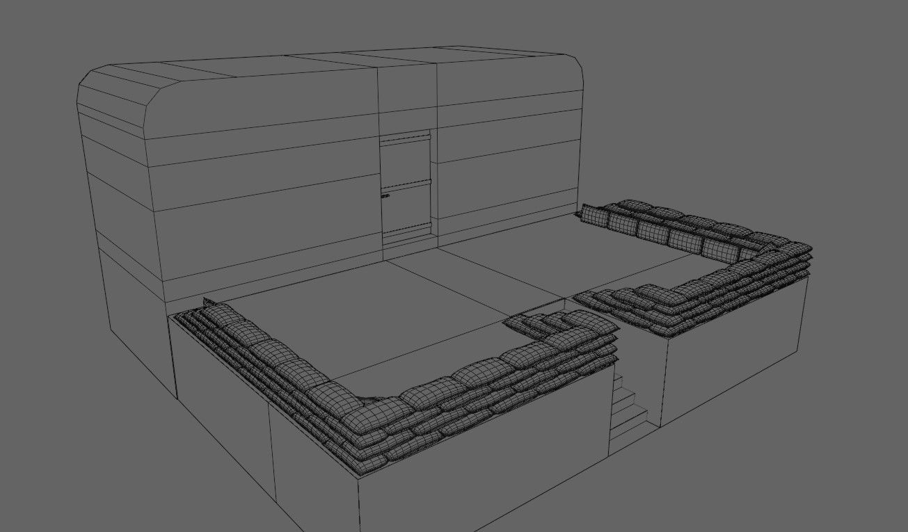Bunker and Sand Bags - World War 3D model_26