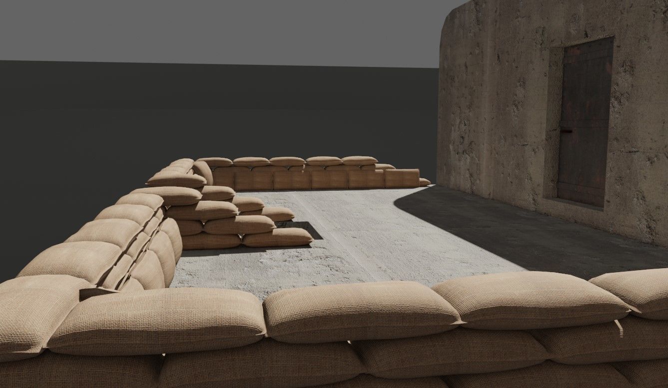 Bunker and Sand Bags - World War 3D model_15
