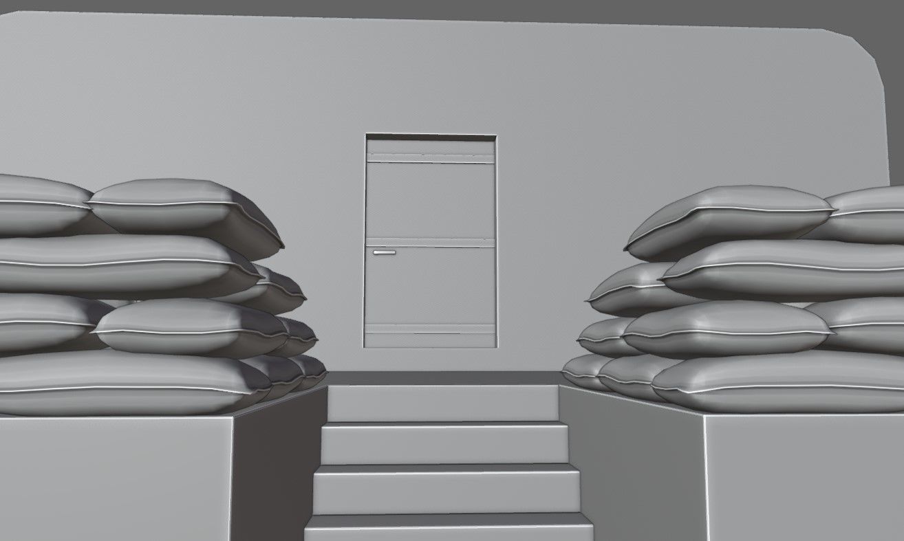 Bunker and Sand Bags - World War 3D model_25