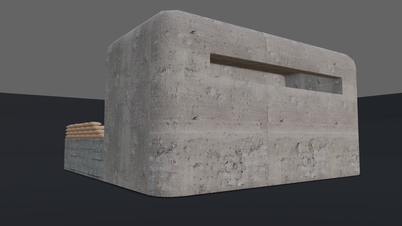 Bunker and Sand Bags - World War 3D model_21