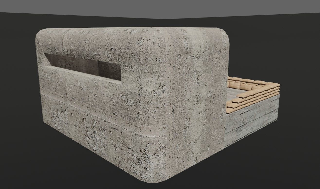 Bunker and Sand Bags - World War 3D model_12