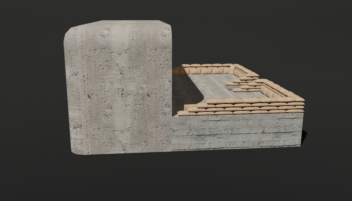 Bunker and Sand Bags - World War 3D model_14
