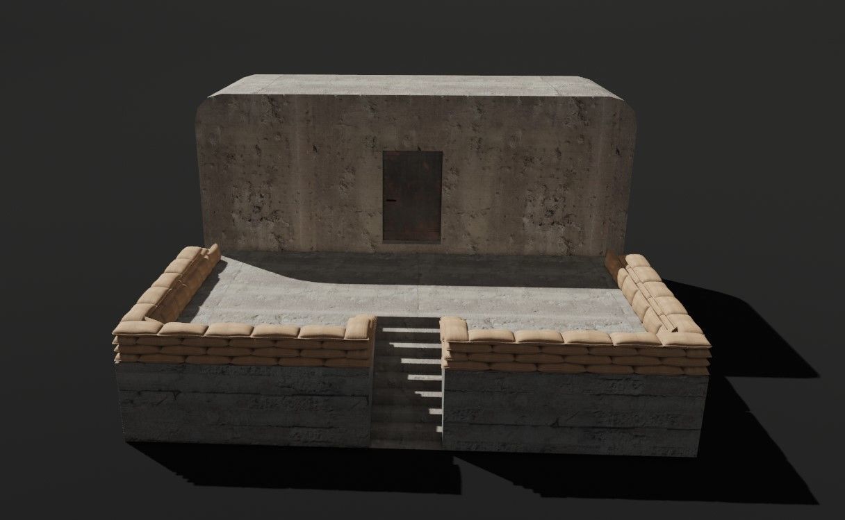 Bunker and Sand Bags - World War 3D model_2