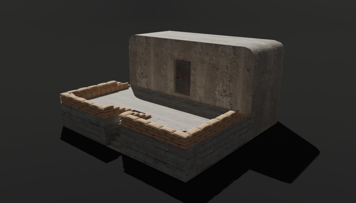 Bunker and Sand Bags - World War 3D model_20