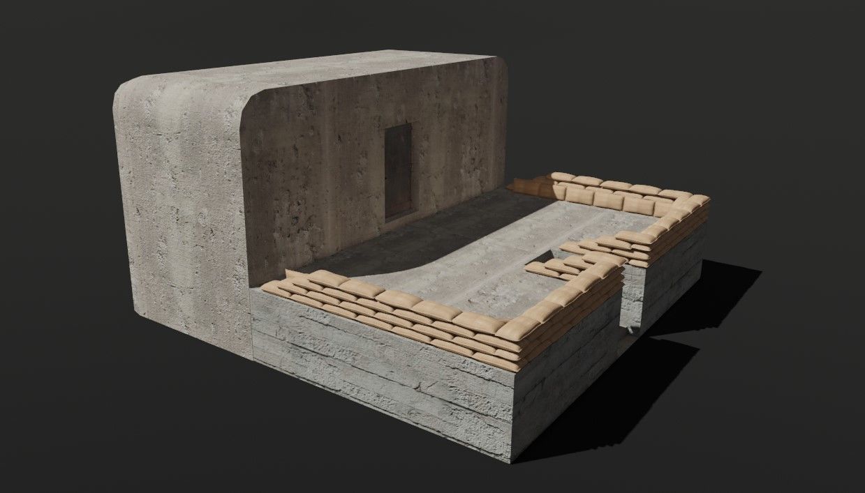 Bunker and Sand Bags - World War 3D model_11