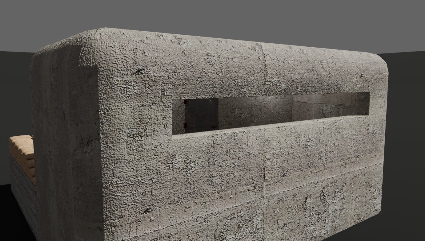 Bunker and Sand Bags - World War 3D model_13