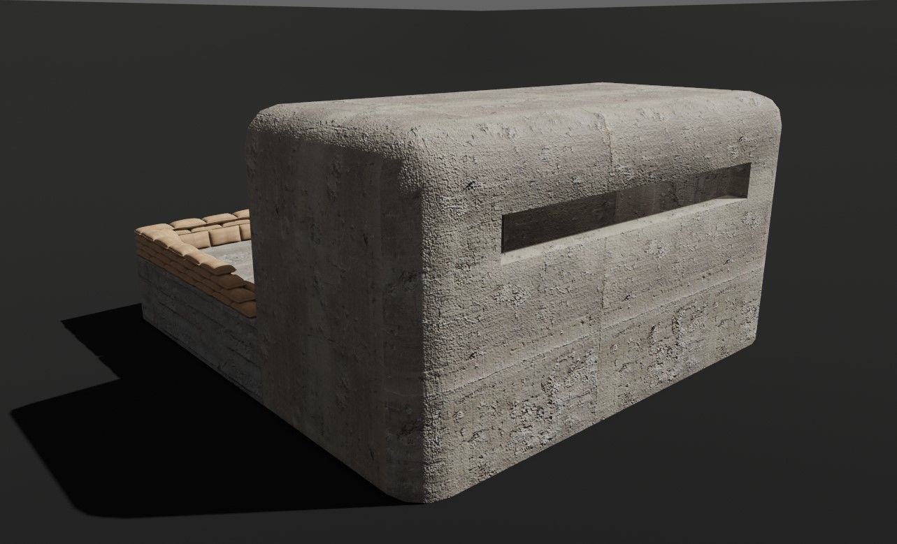 Bunker and Sand Bags - World War 3D model_9