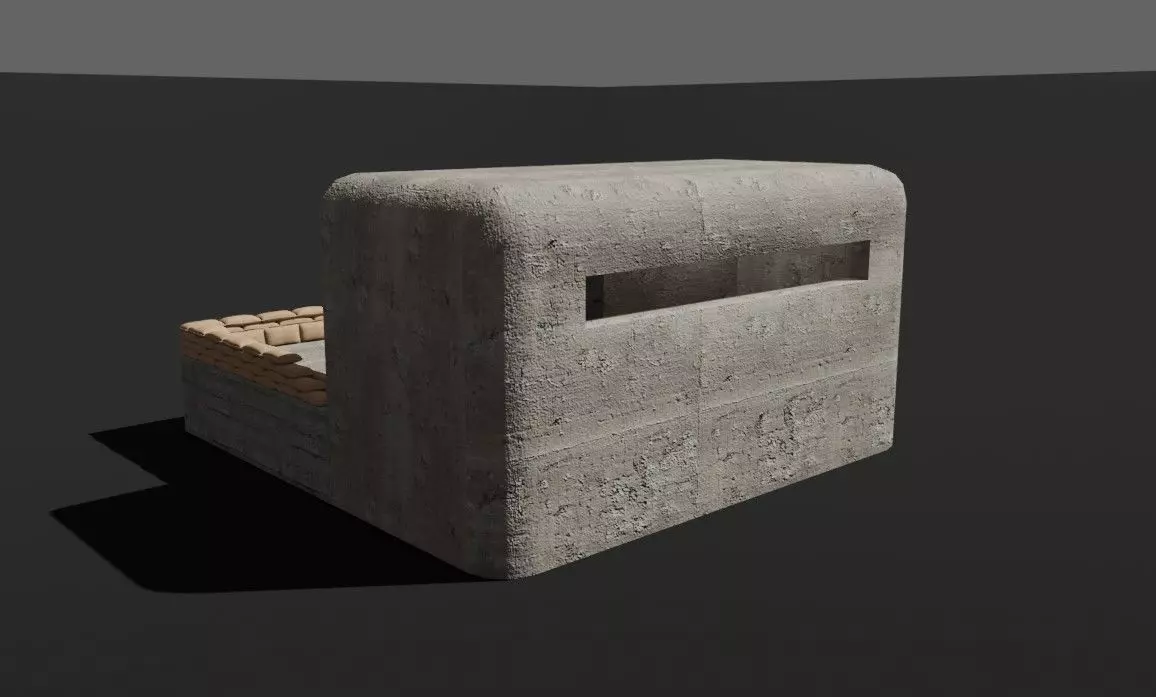 Bunker and Sand Bags - World War 3D model_0