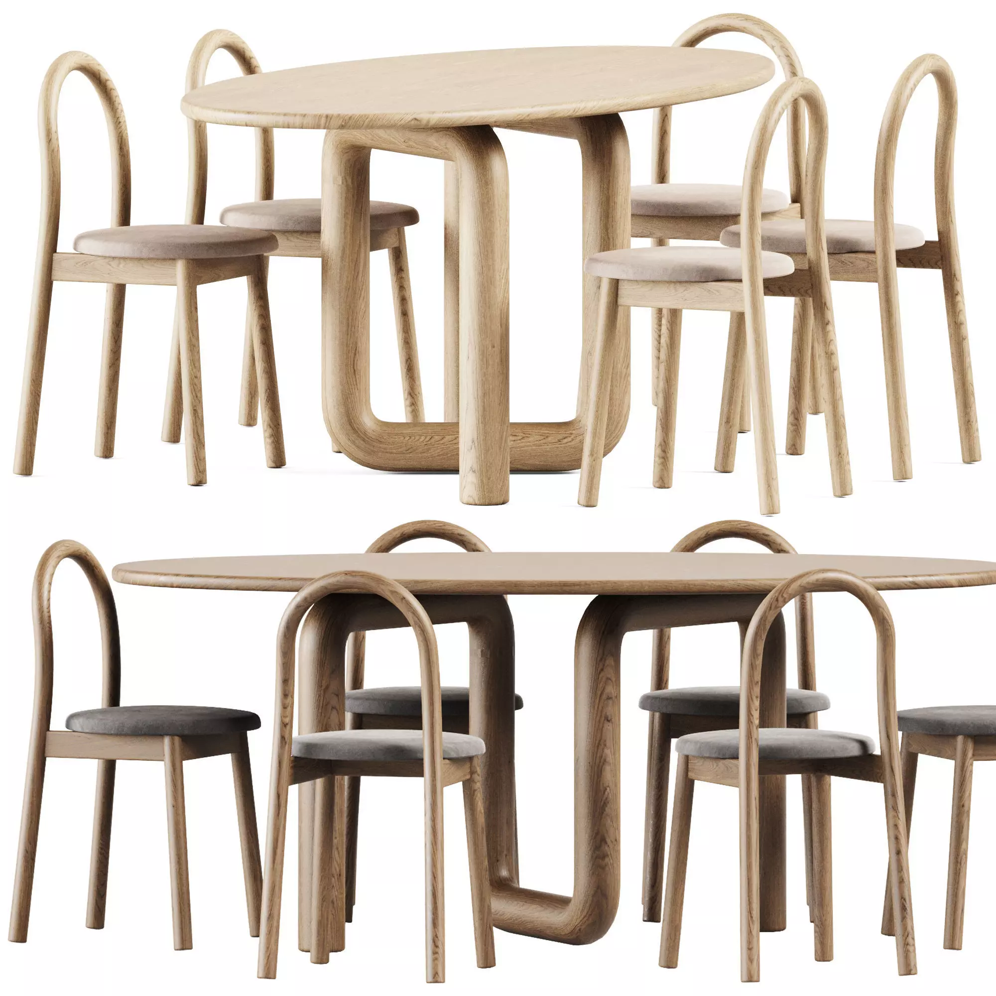 Oval Mono Table by Objects and Ideas and Bobby  Chair  3D model_0