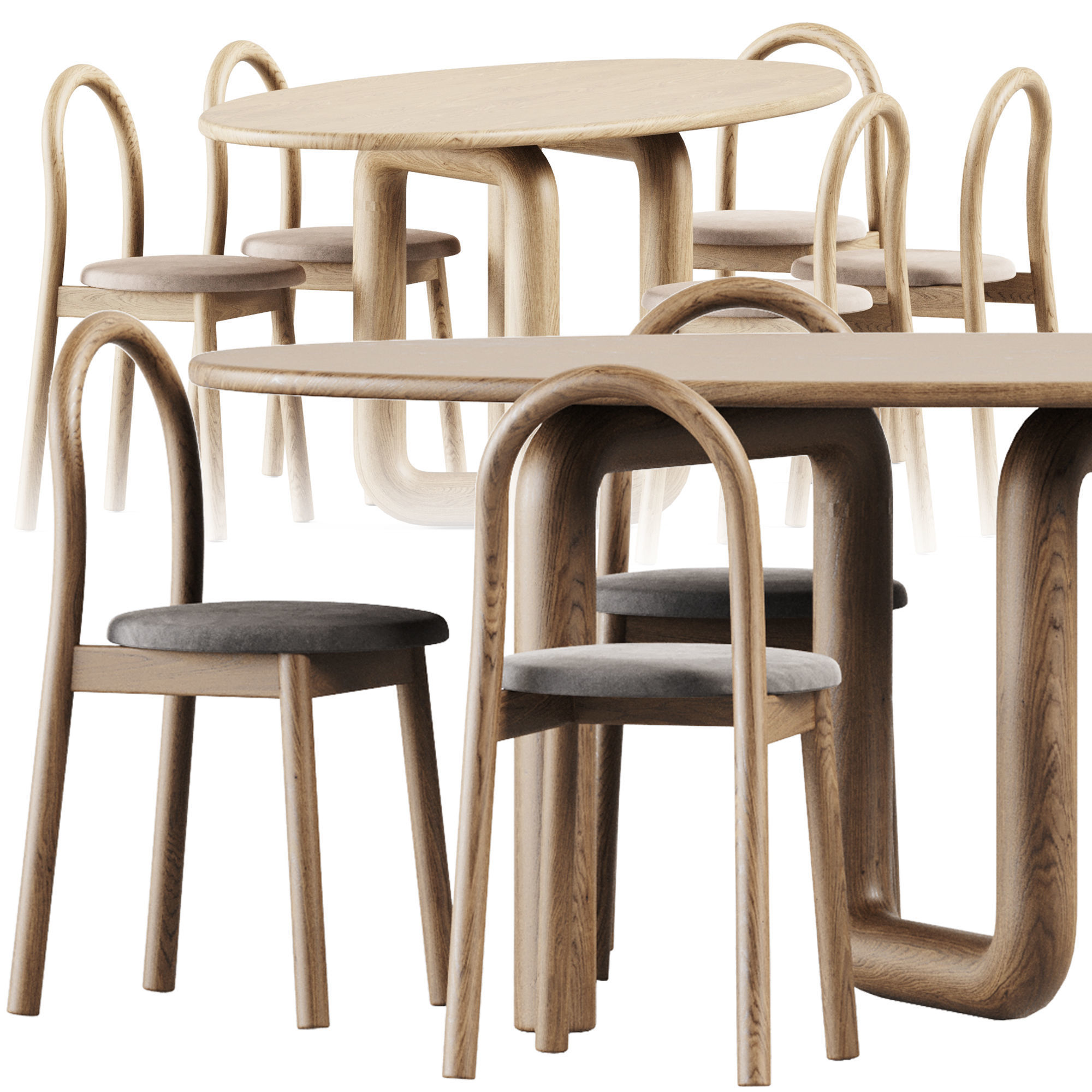 Oval Mono Table by Objects and Ideas and Bobby  Chair  3D model_2