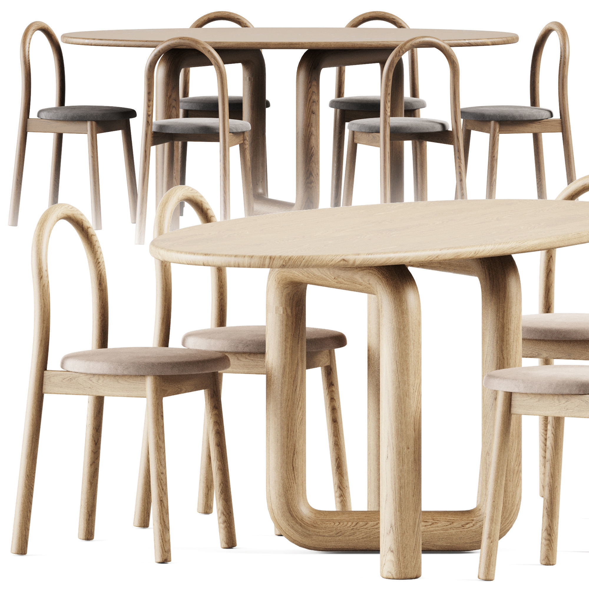 Oval Mono Table by Objects and Ideas and Bobby  Chair  3D model_1