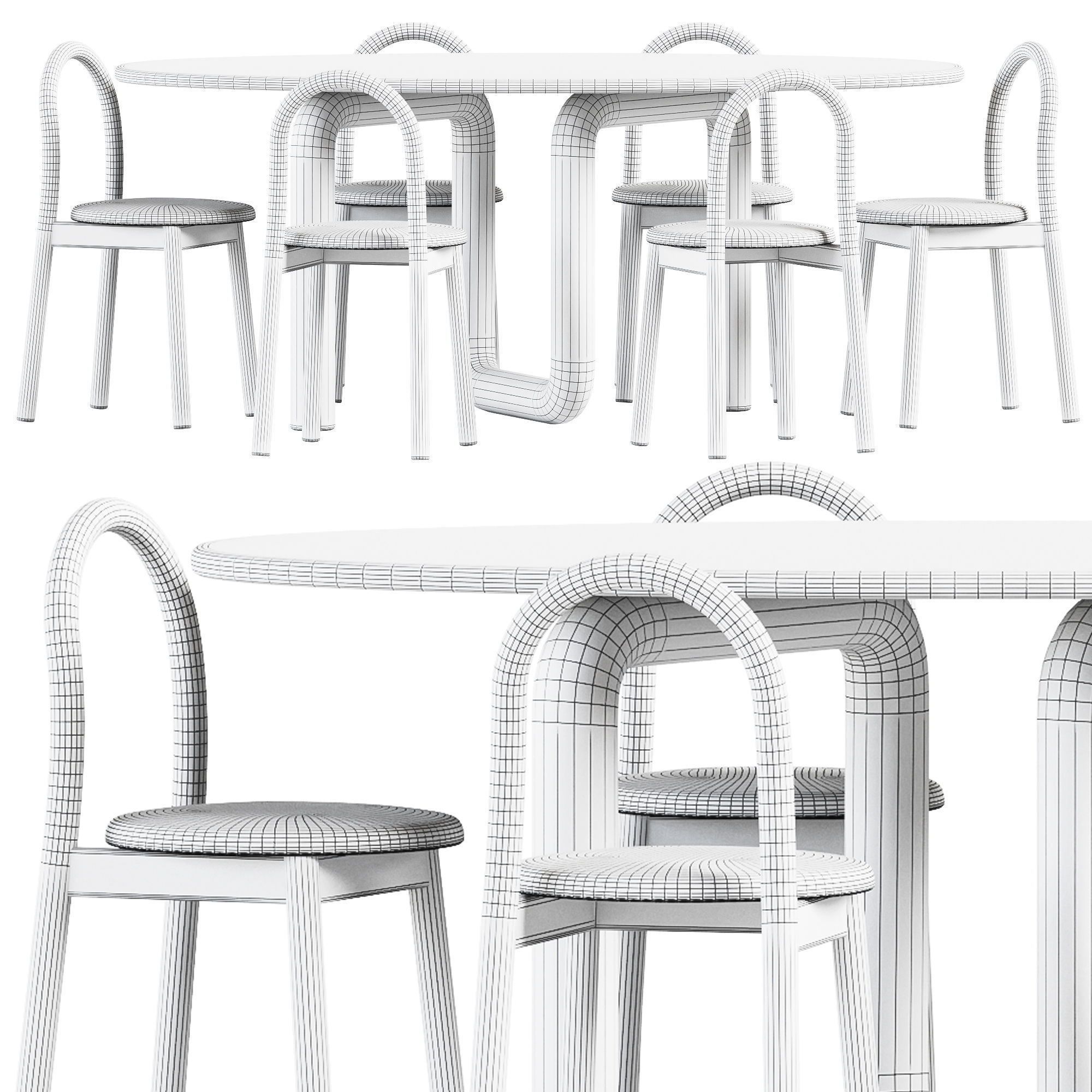 Oval Mono Table by Objects and Ideas and Bobby  Chair  3D model_3
