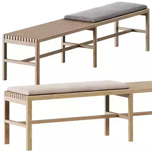 Slat Upholstered Bench Long by BassamFellows