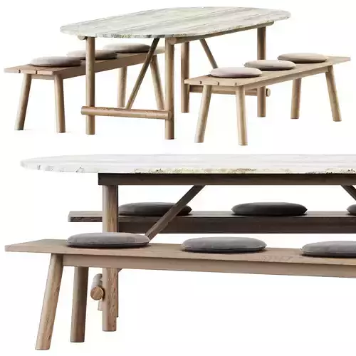 Ayana Outdoor Table and Bull Bench by B and B Italia