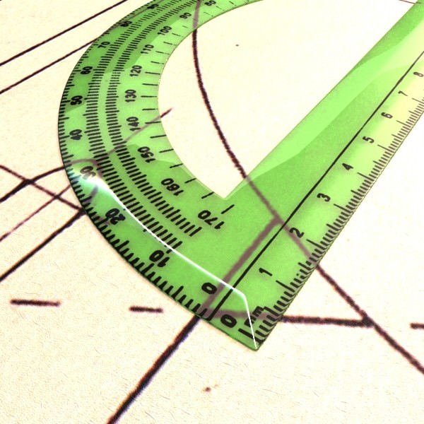 Plastic Protractor Ruler 04 3D model_2