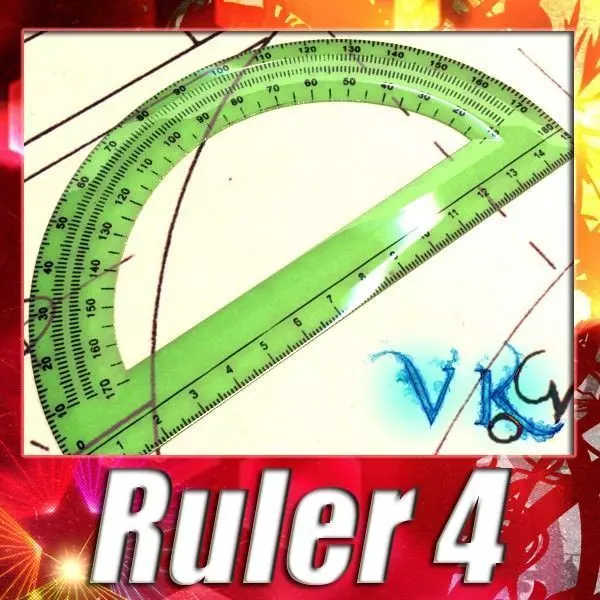 Plastic Protractor Ruler 04 3D model_0