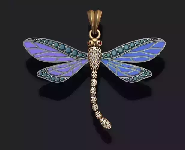 dragonfly pendant with gems 3D print model