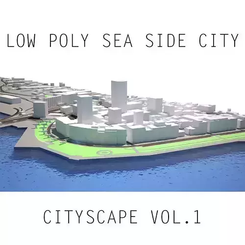 Low Poly Cityscape All Buildings are Lowpoly 