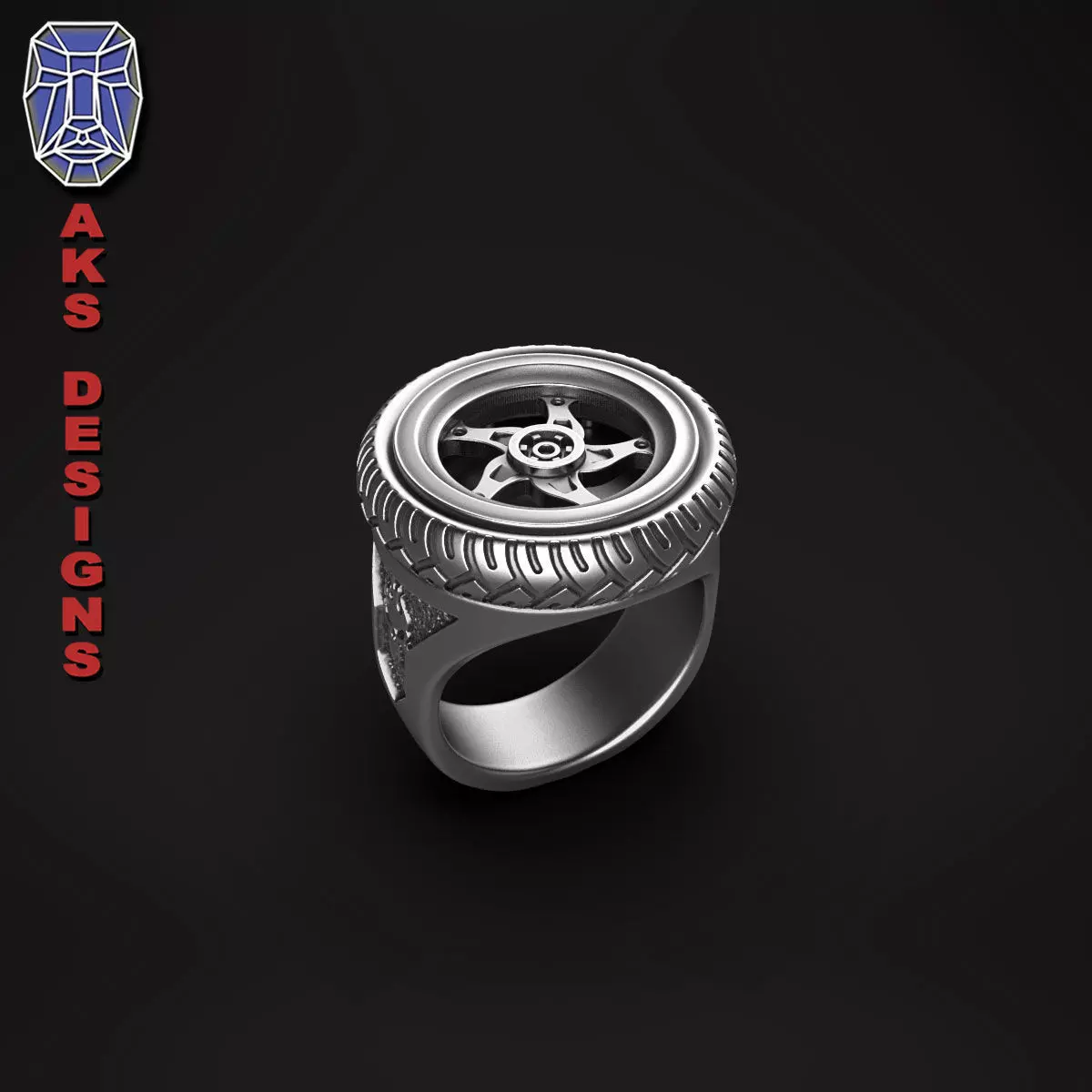 Ring biker jewelry tyre version 1 3D print model