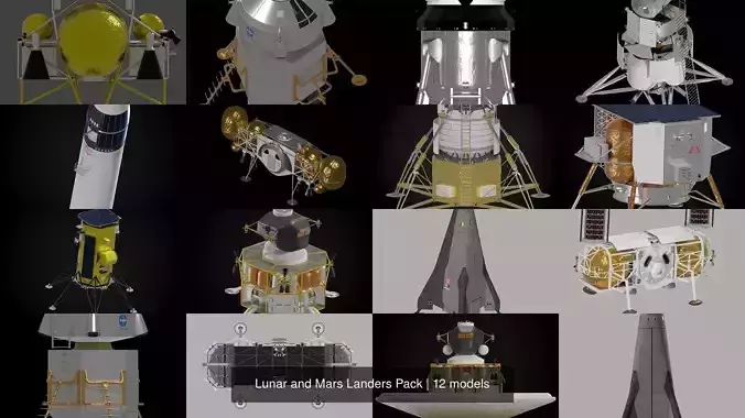 Lunar and Mars Landers Pack 3D Model Collection