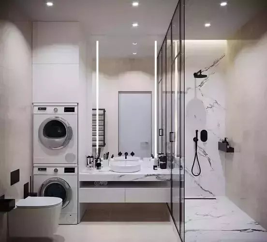 Bathroom Cream and White 2017 3D Scene 3D model
