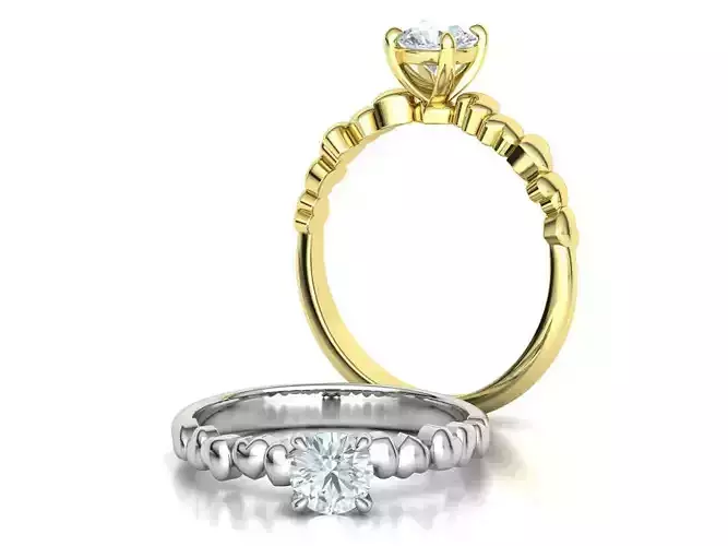 Solitaire Heart Ring Promise Ring with 5mm stone