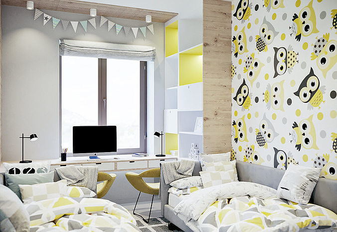 Child Room Yellow 2017 3D Scene 3D model