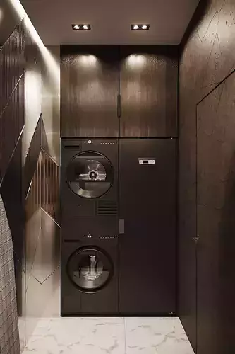 Dark Brown Laundry Room 2017 3D Scene