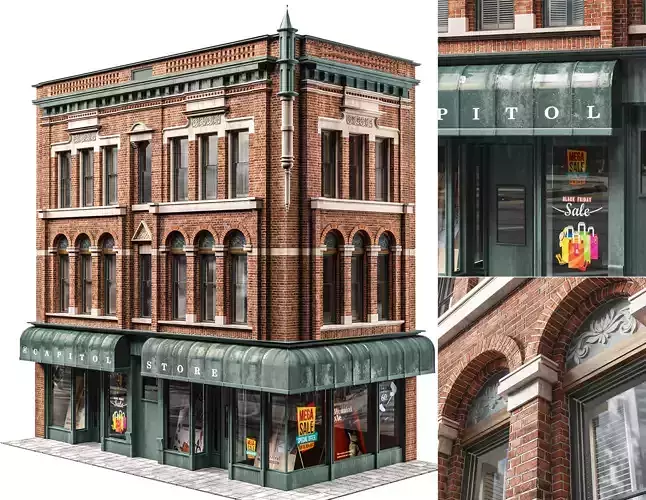 brick building 3D model