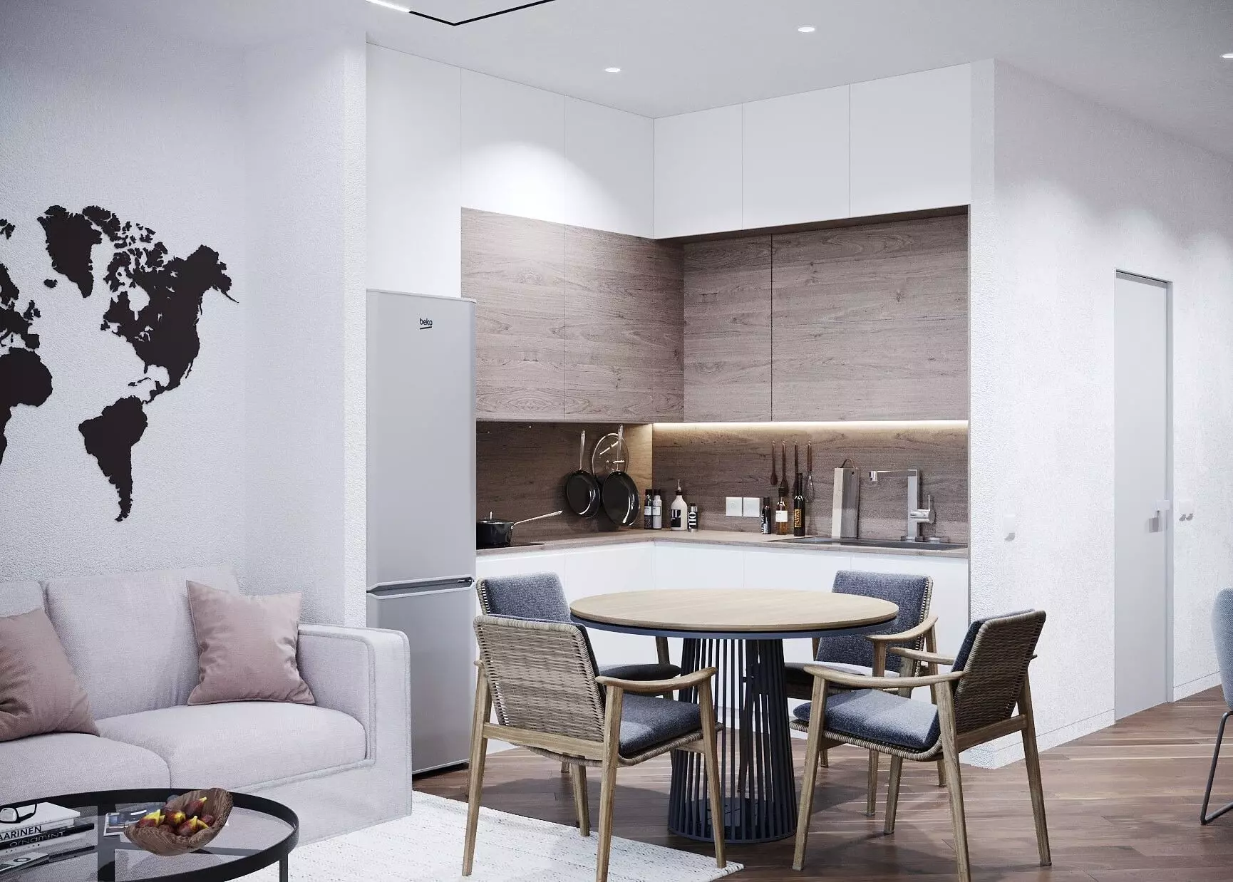 Kitchen and Lounge White 2017 3D Scene 3D model