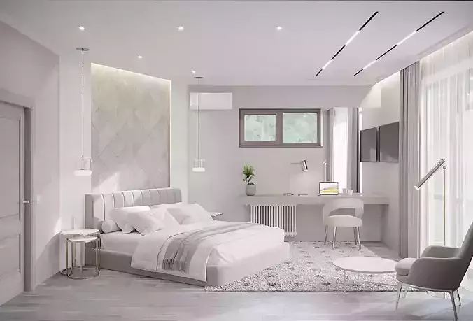 Light Pastel Bedroom 2017 3D Scene