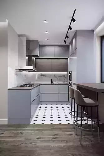 Lounge and Kitchen 3D Scene