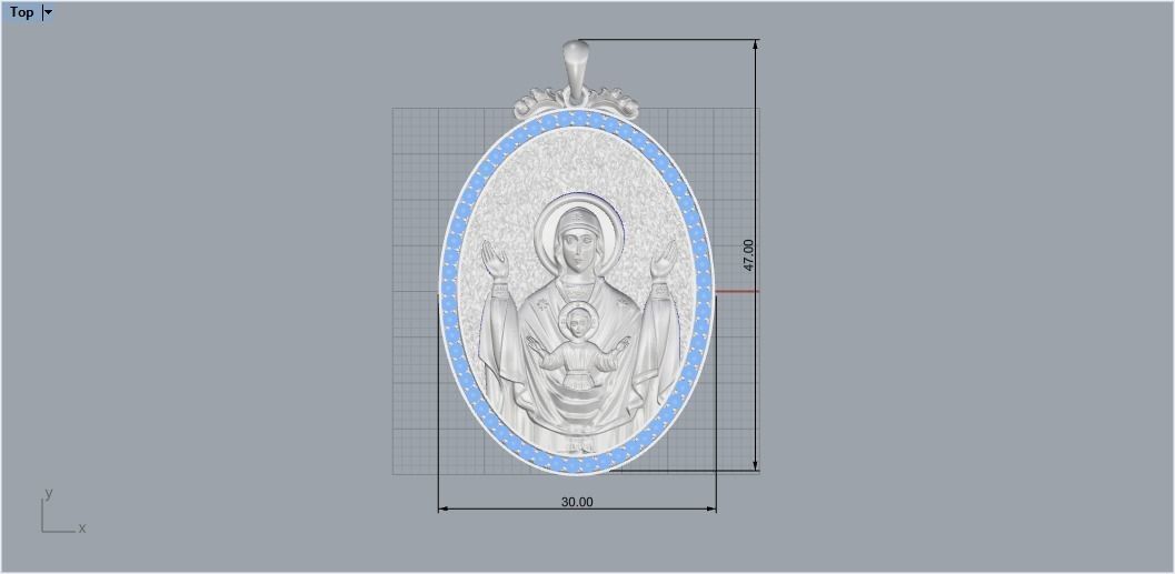 Virgin Mary pendant 135 3D print model_4