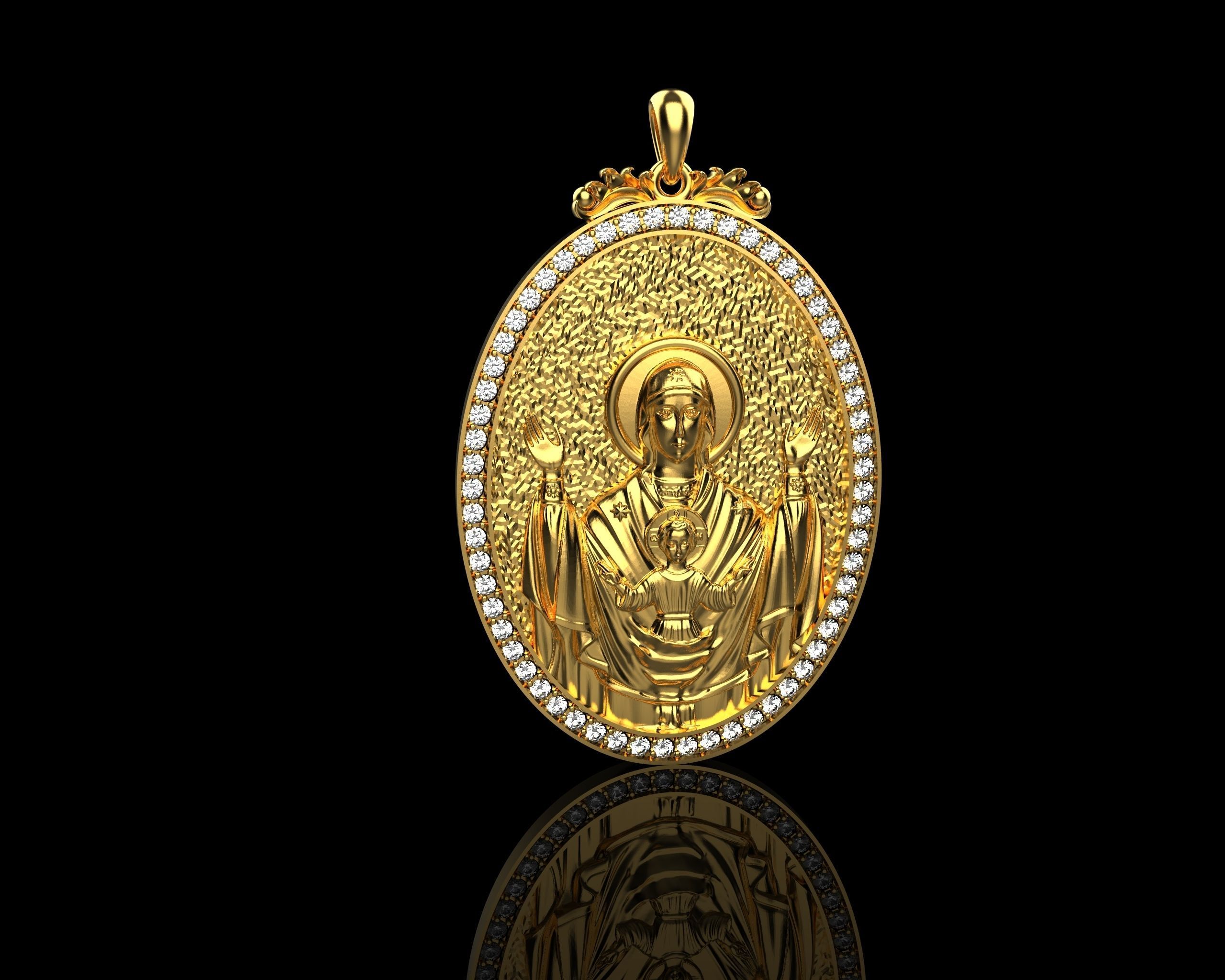 Virgin Mary pendant 135 3D print model_1