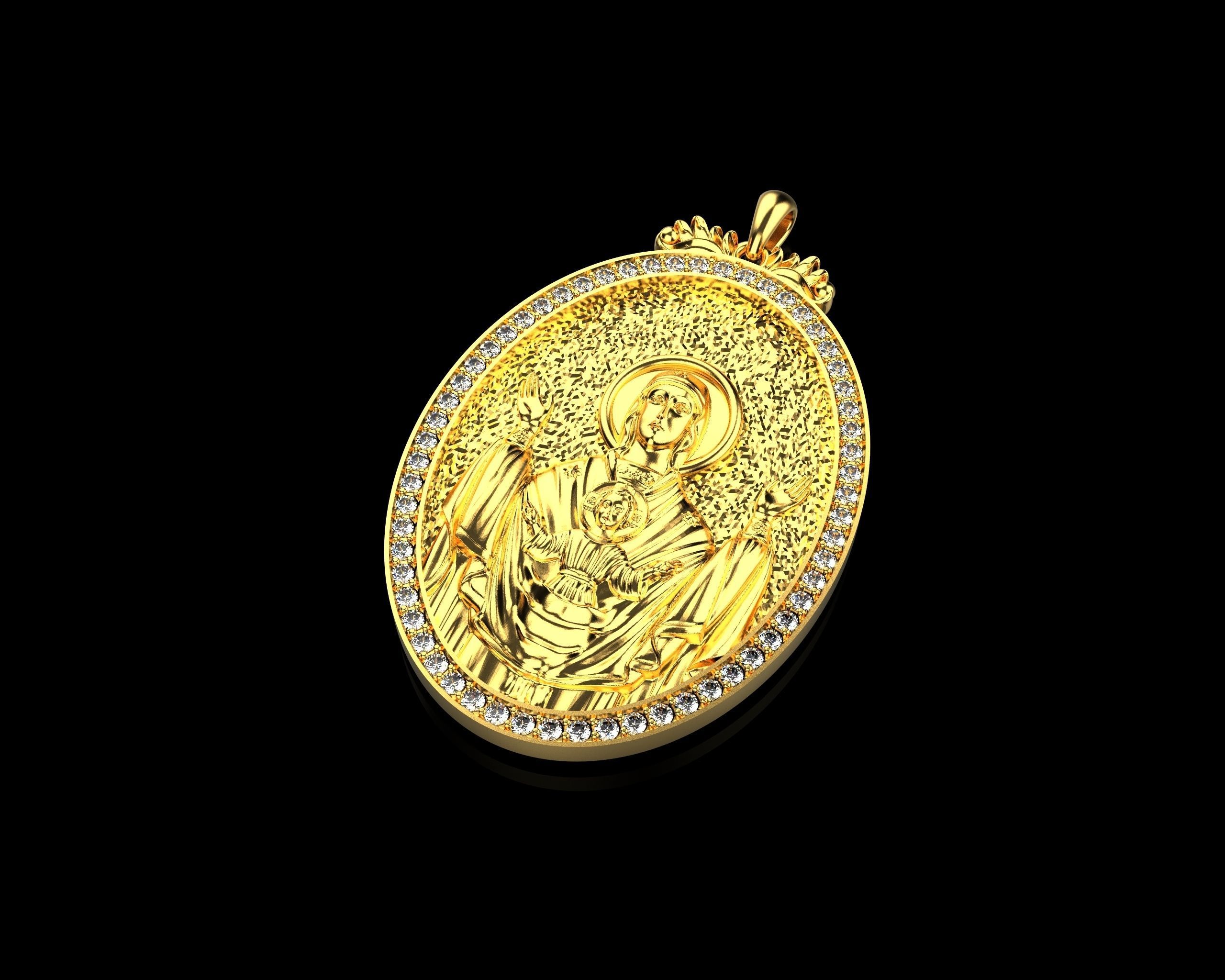Virgin Mary pendant 135 3D print model_2