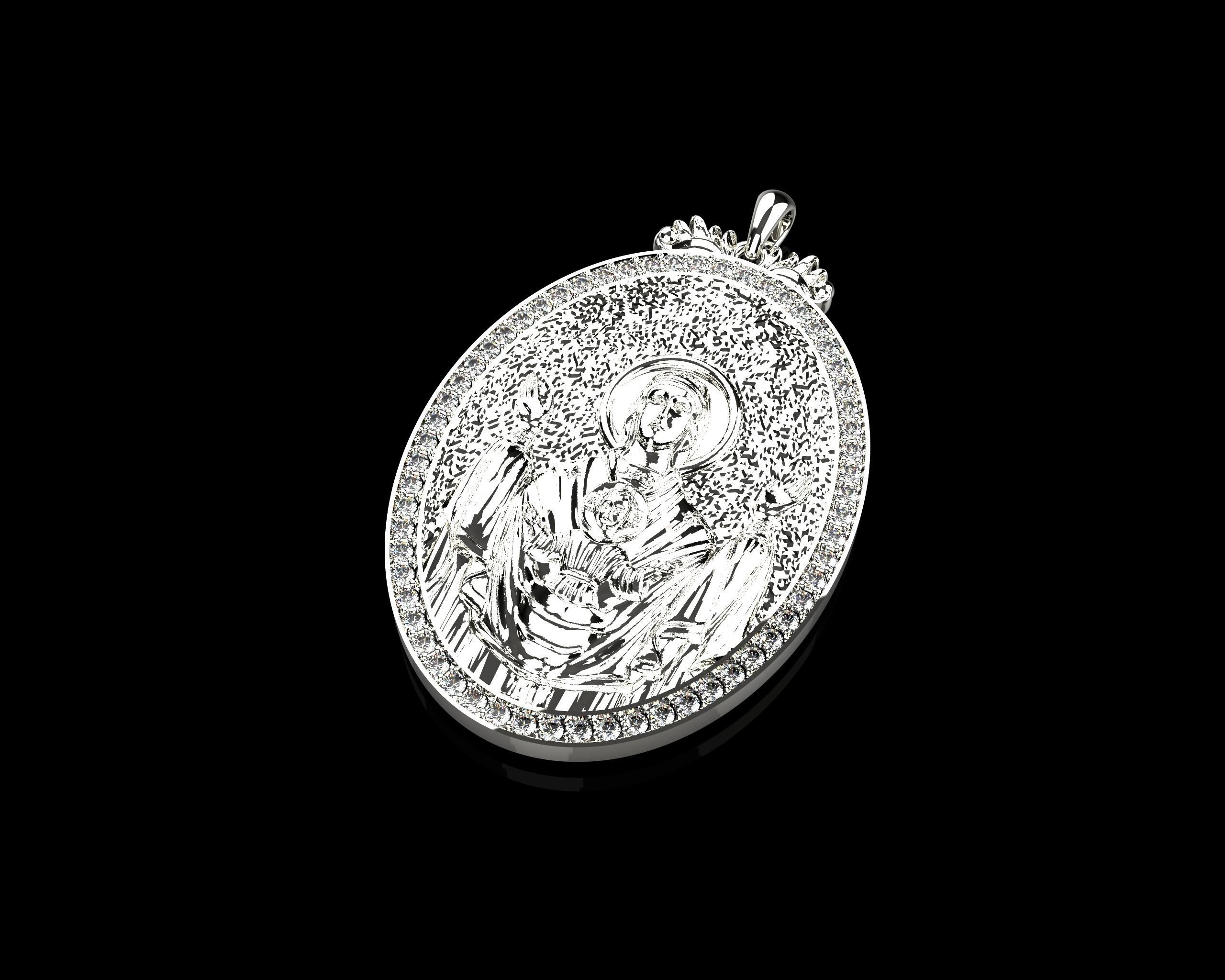 Virgin Mary pendant 135 3D print model_3