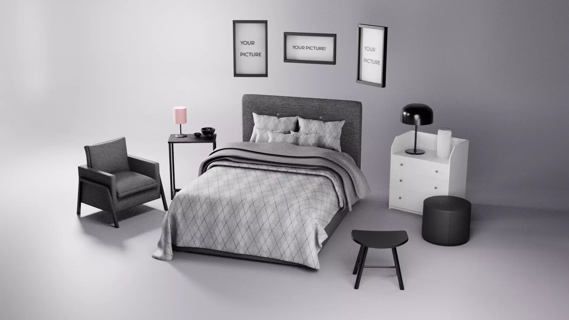 KIT - Modern Bedroom Adustable Drawer - Alex Jun 3D model_0