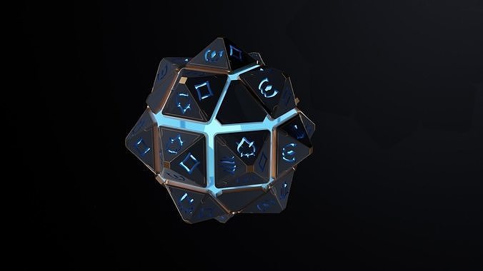 Hextech glowing dice 3D model