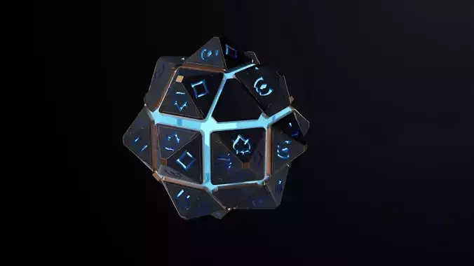 Hextech glowing dice 3D model