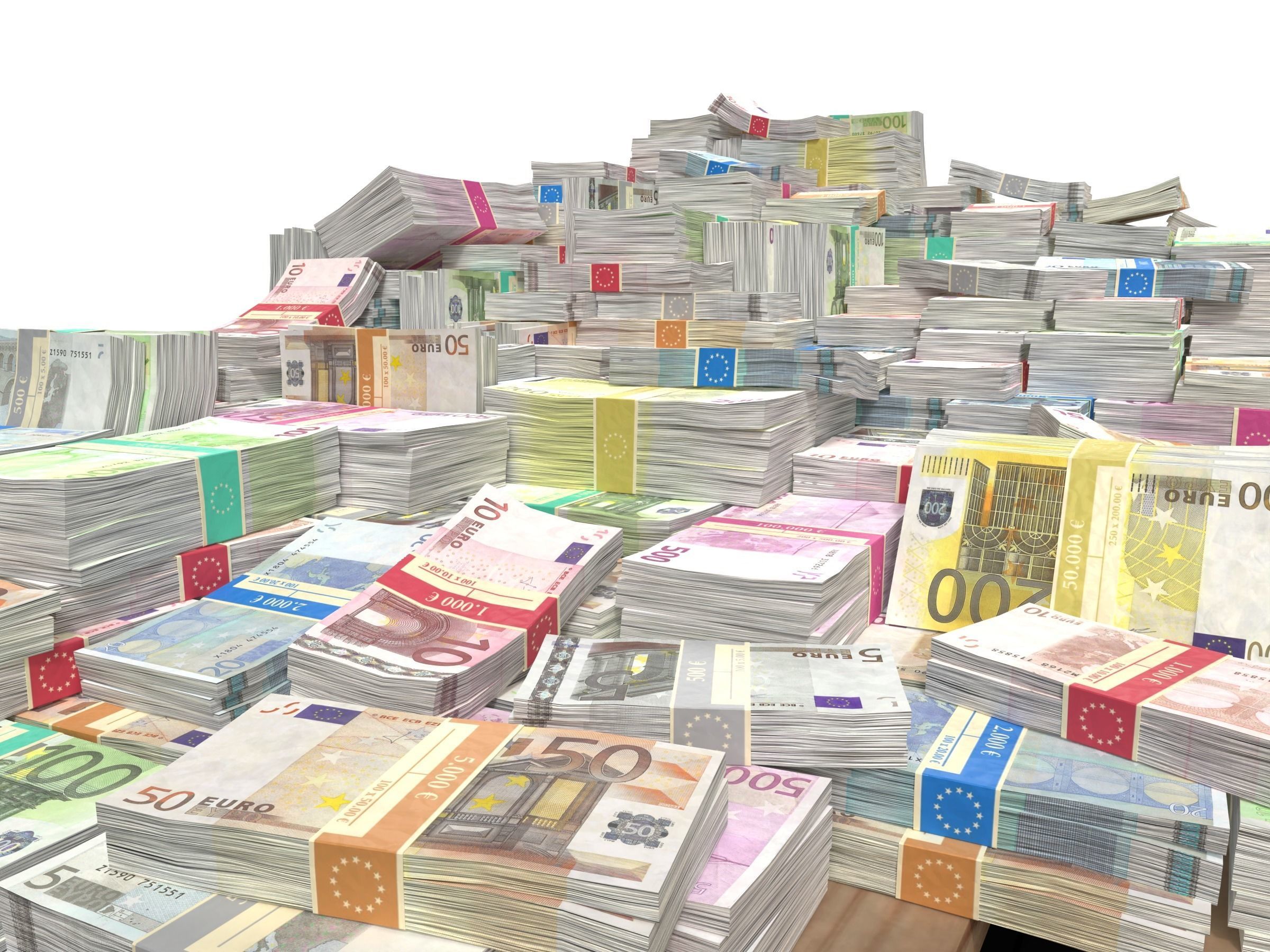 Euro Money Banknotes piled on Europalette Low-poly 3D model_9