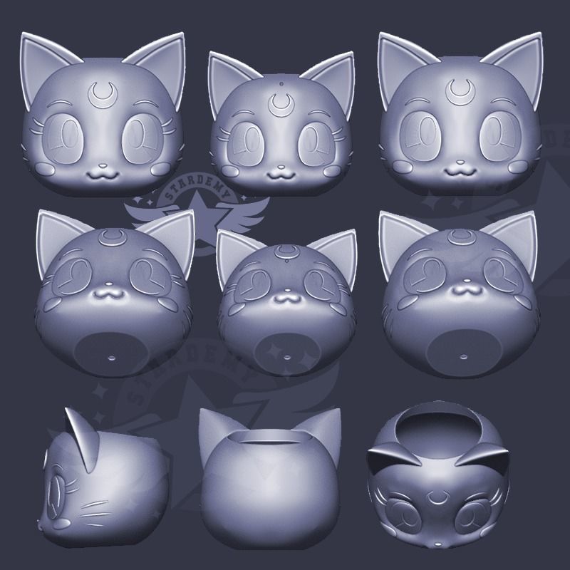 SAILOR MOON CATS LUNA ARTEMIS DIANA PLANTERS PACK PRINT IN PLACE 3D print model_3