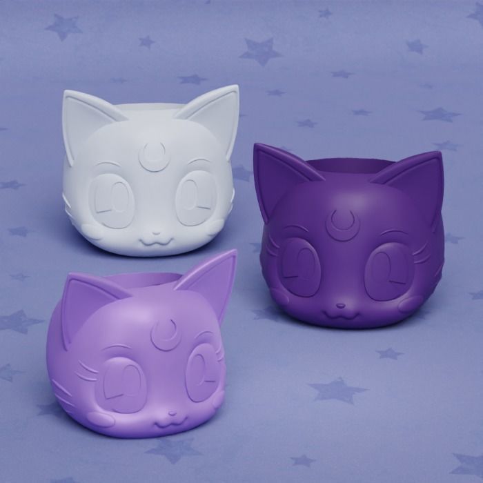 SAILOR MOON CATS LUNA ARTEMIS DIANA PLANTERS PACK PRINT IN PLACE 3D print model_2