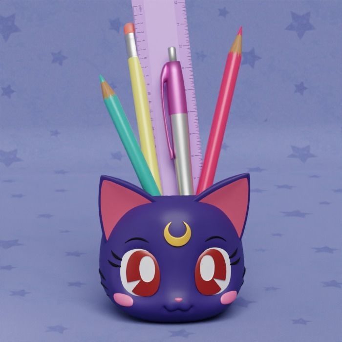 SAILOR MOON CATS LUNA ARTEMIS DIANA PLANTERS PACK PRINT IN PLACE 3D print model_6
