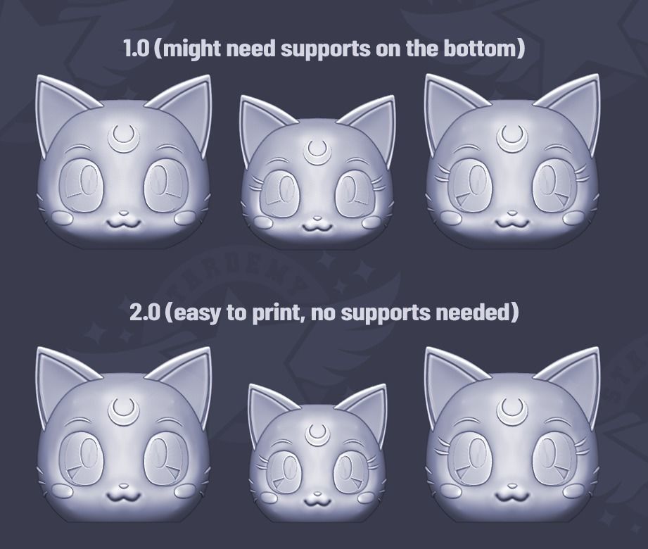 SAILOR MOON CATS LUNA ARTEMIS DIANA PLANTERS PACK PRINT IN PLACE 3D print model_5