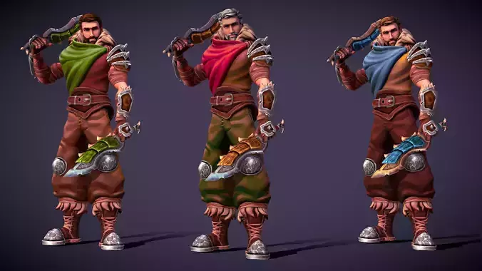Stylized Warrior Low-poly 3D model