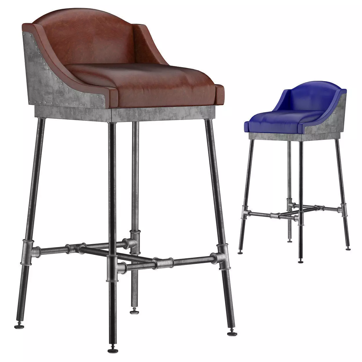 IRON SCAFFOLD BAR STOOL 6 colors 3D model_0