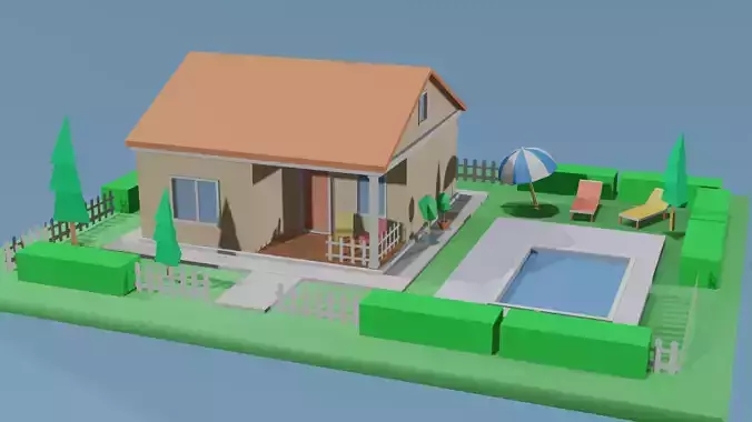 Low poly house low poly environment
