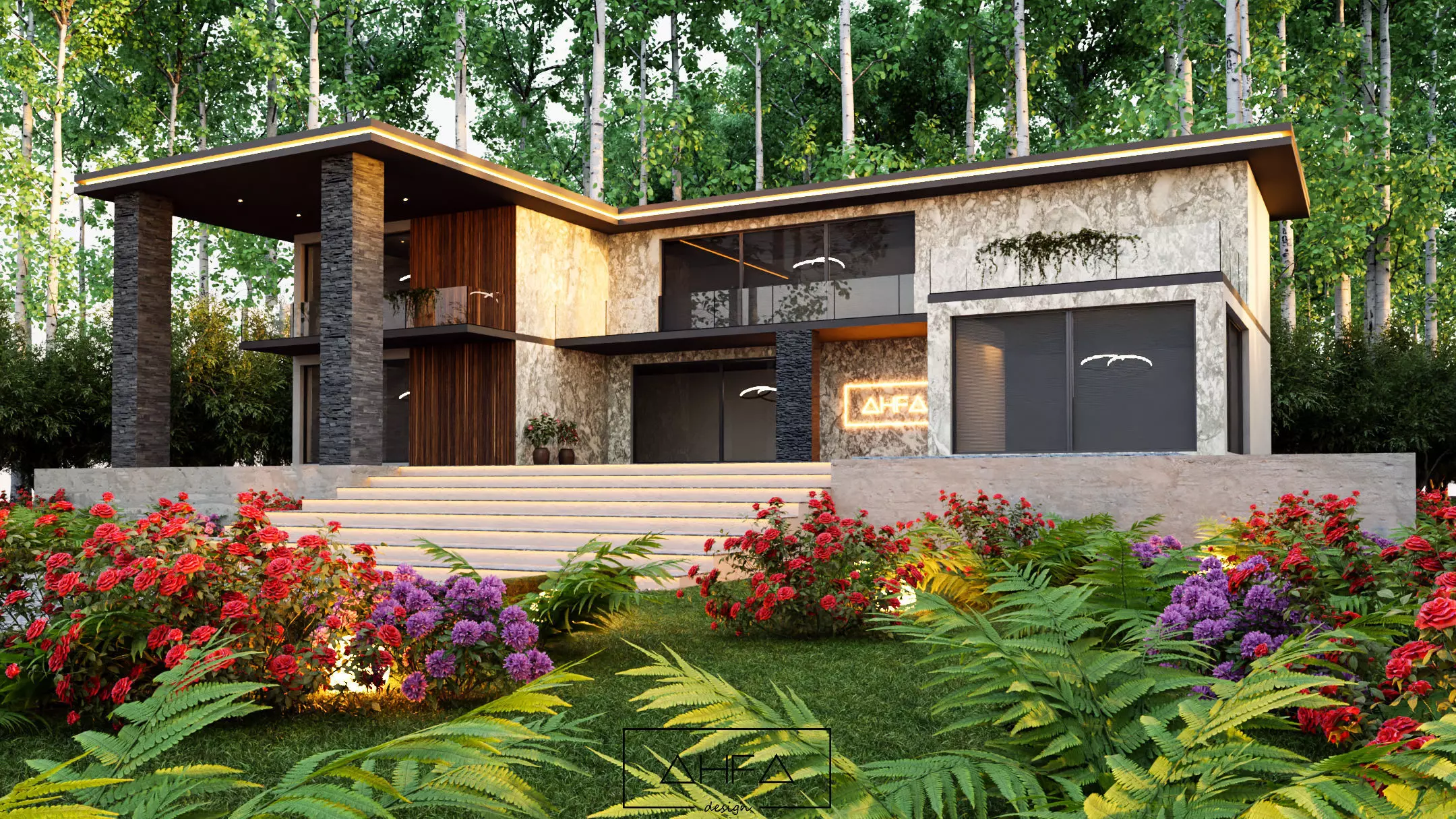 Blender Villa Scene 3D model
